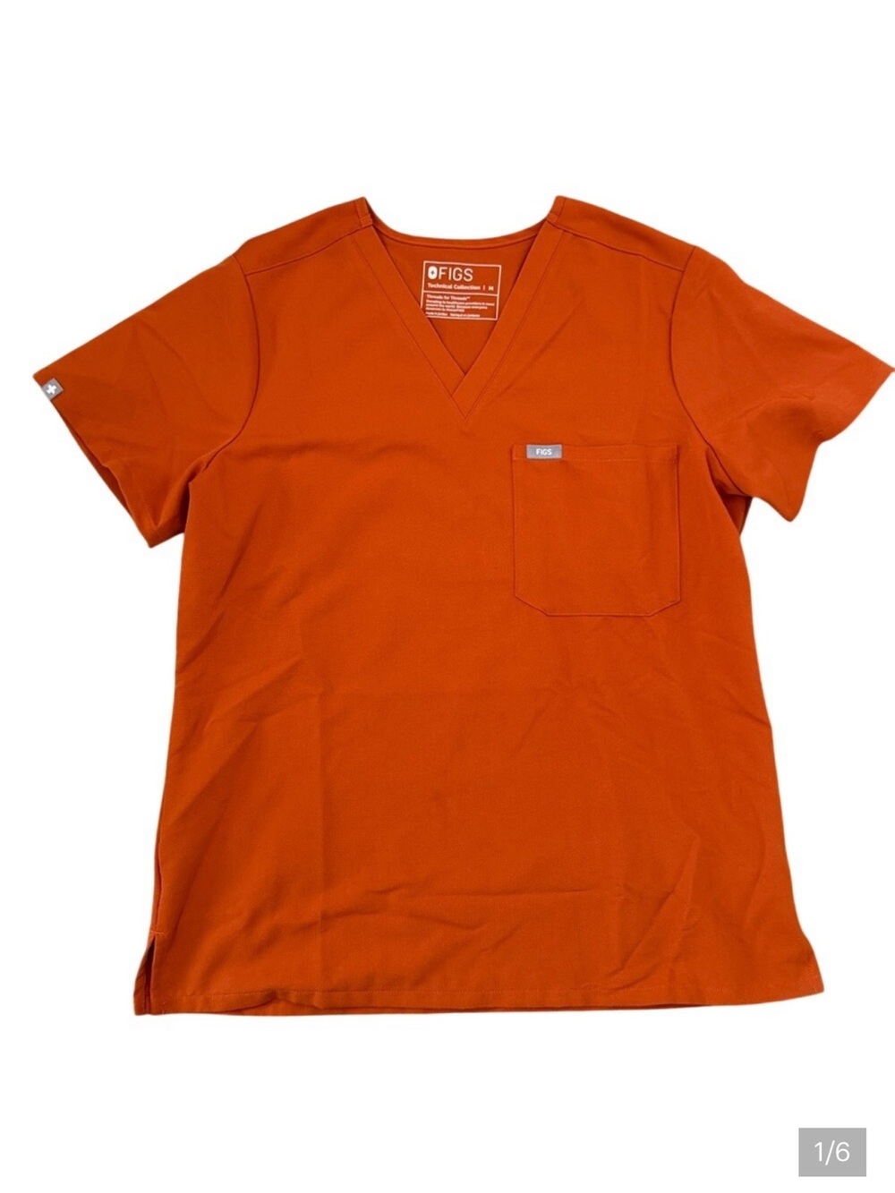 FIGS Catarina Scrub Top Technical Collection Rust Orange Medium
